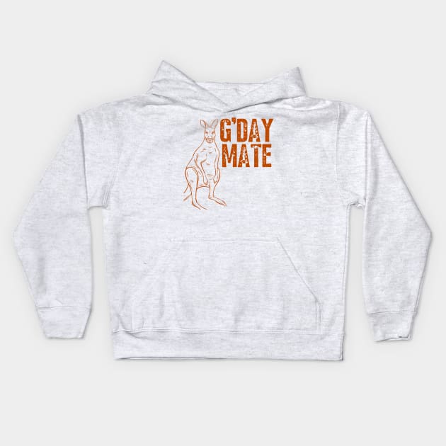 Australia G'Day Mate Funny Kangaroo Australian Symbol Kids Hoodie by click2print